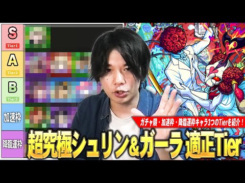 【モンスト】久しぶりに運枠が必要な周回系の超究極！結構難しいけど適正キャラの幅は広い！《ガチャ限・加速枠・降臨運枠》3つの視点から超究極『シュリン＆ガーラ』しろ的適正Tierランキングを紹介！【しろ】