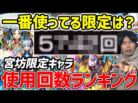 【モンスト】※限定キャラ（超・激獣、色限、オリトラ）使用回数ランキング