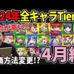 【Tier】※4月編※現環境での2024年実装キャラTier表≪剣豪烈風伝 三ノ型～獣神化改ゴッホ≫【モンスト】