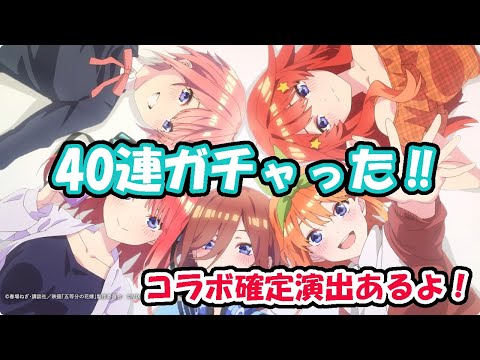 モンスト　五等分の花嫁コラボガチャ、40連‼　コラボ確定演出あるよ