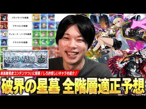【モンスト】新高難易度コンテンツ開催直前！将来性回収待ちのキャラたちの大活躍に期待！過去の傾向から『破界の星墓』全10ステージのギミック＆適正キャラをガチで予想！【しろ】