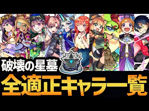 【キャラ貧必見】実装から１週間！破界の星墓をクリアできるキャラ全員まとめてみた！！【モンスト/破壊の星墓】